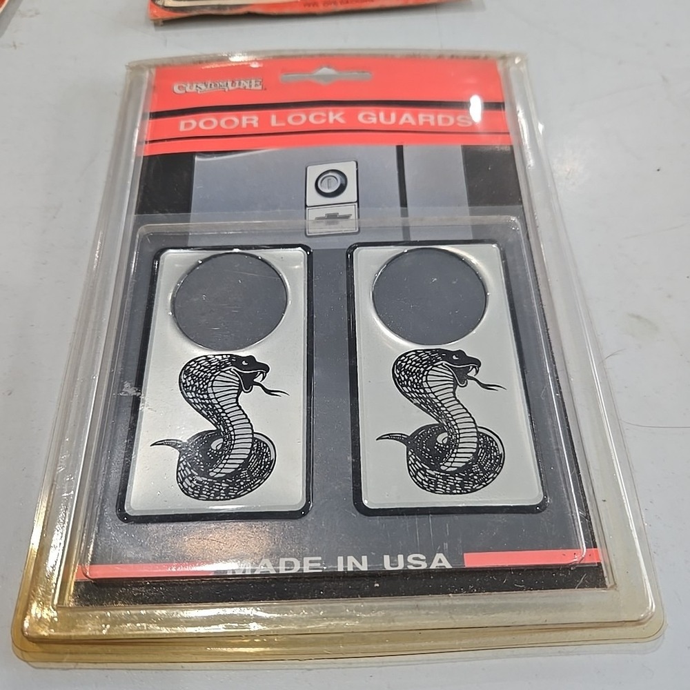 Ford Mustang Cobra Door Lock Guard Trim Silver Customline Made in USA 2pc
